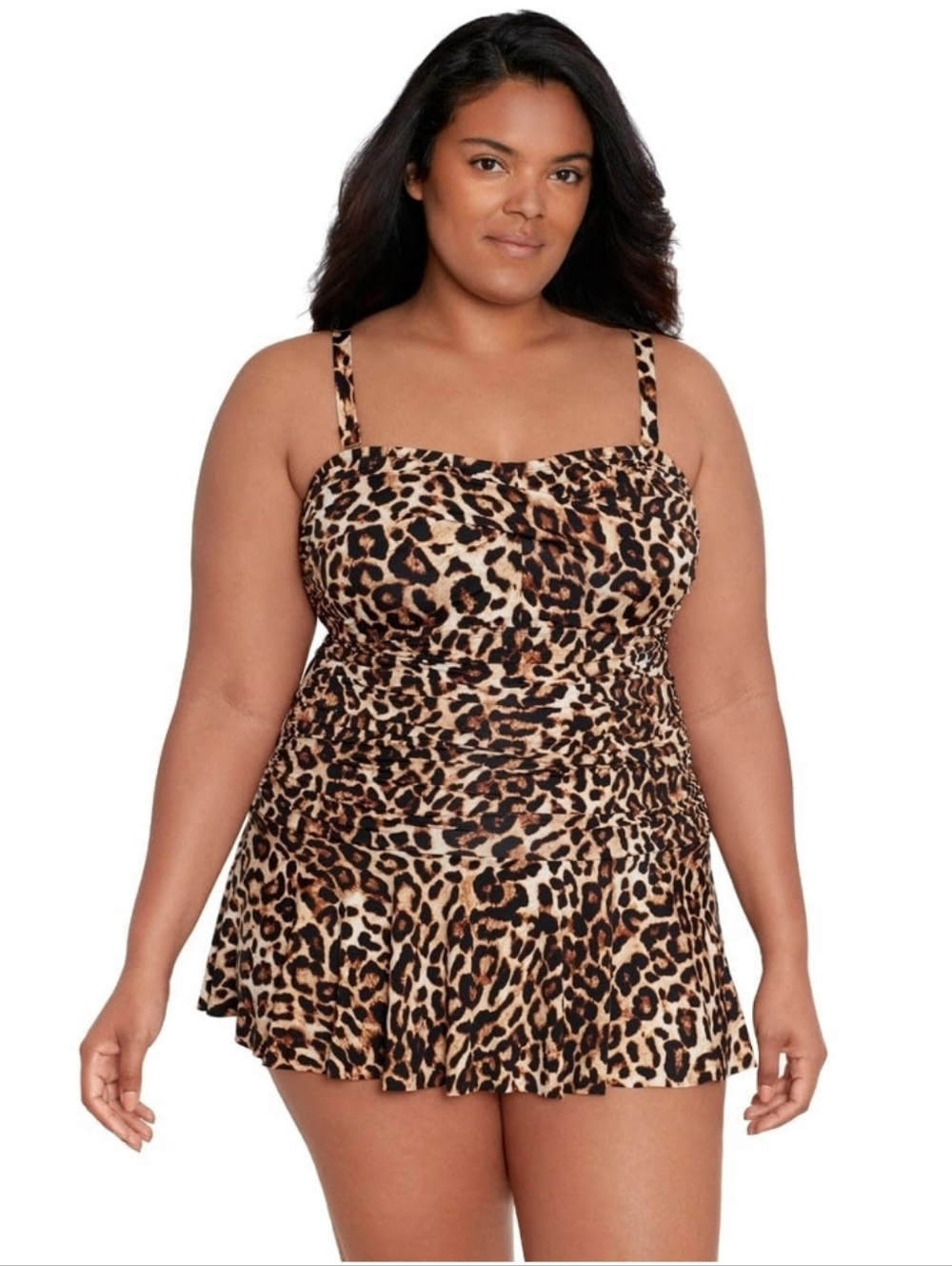 Lauren Ralph Lauren Women's Leopard Print Shirred One Piece Swimdress